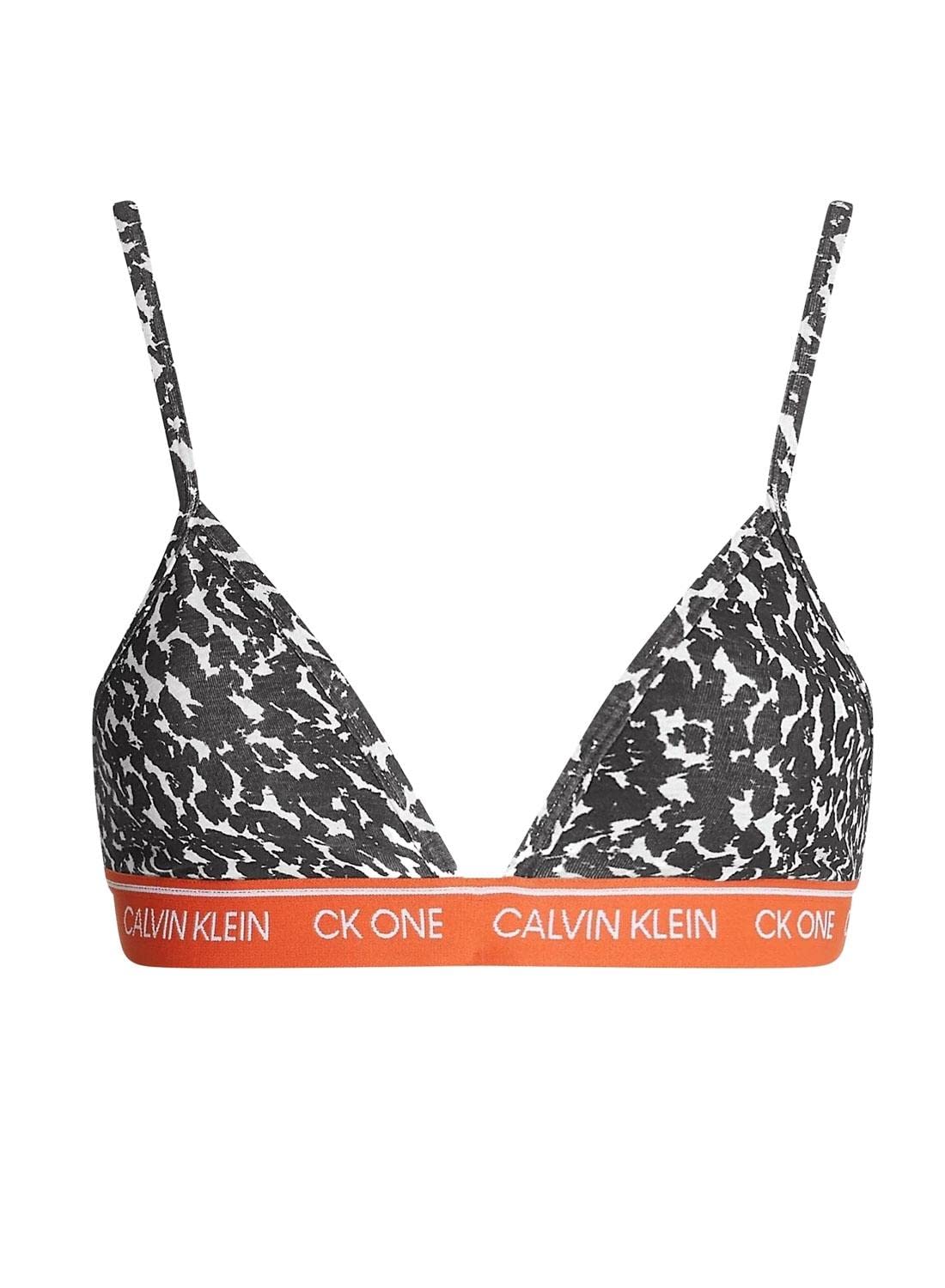 Calvin Klein Women's UNLINED TRIANGLE Triangle Bras , DISTORTED ANIMAL - OATMEAL HEATHER , XL