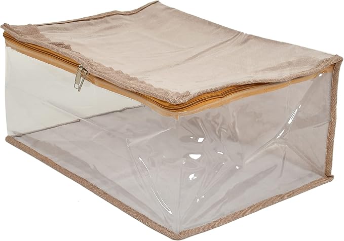 Fun Homes Laminated Transparent Underbed Storage Bag- Pack of 2 (Ivory)-HS_38_FUNH21452