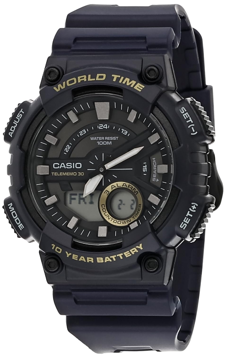 Casio Men's Watch - AEQ-110W-2AVDF Black Dial, Blue Band