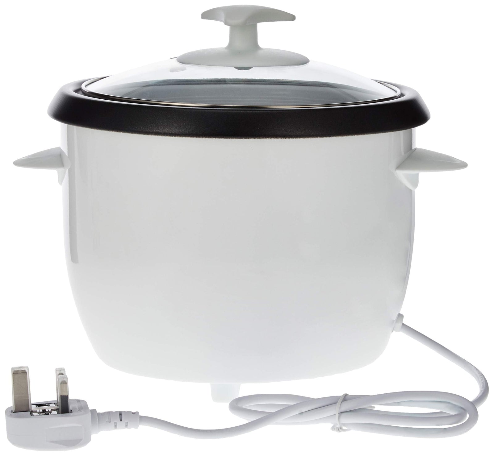 BLACK+DECKER Rice Cooker, 400W, 1L Capacity, Removable Nonstick Bowl, Steaming Tray, Glass Lid, Cool-Touch Design, Auto Warm Function, Water Level Indicator, Quick Meals, 220-240V, White - RC1050-B5