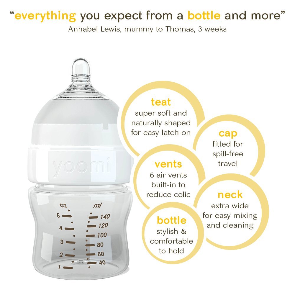 Yoomi 5oz/140ml feeding bottles (pack of 2)