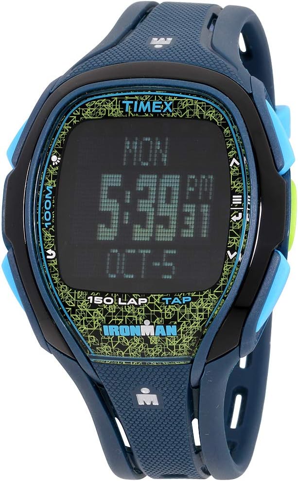 Timex Men's TW5M08200 Blue Polyurethane Quartz Sport Watch with Digital Display