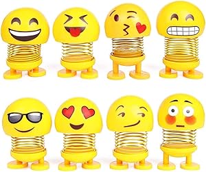 Sulfar Spring Emoji Shaking Head Dolls – Dancing Nodding Toys for Car Dashboard or Table Decoration (1 pc, Random Style)