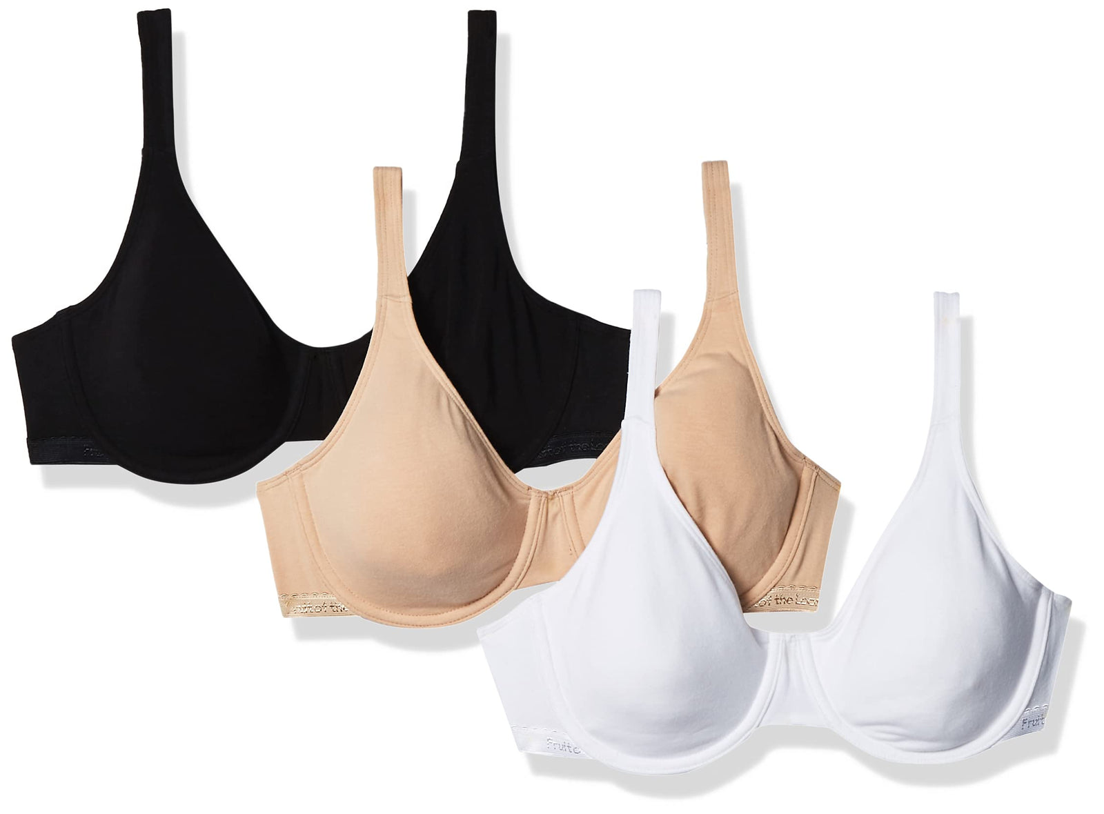 Fruit of the Loom womens Cotton Stretch Extreme Comfort Bra Full Coverage Bra (pack of 3)