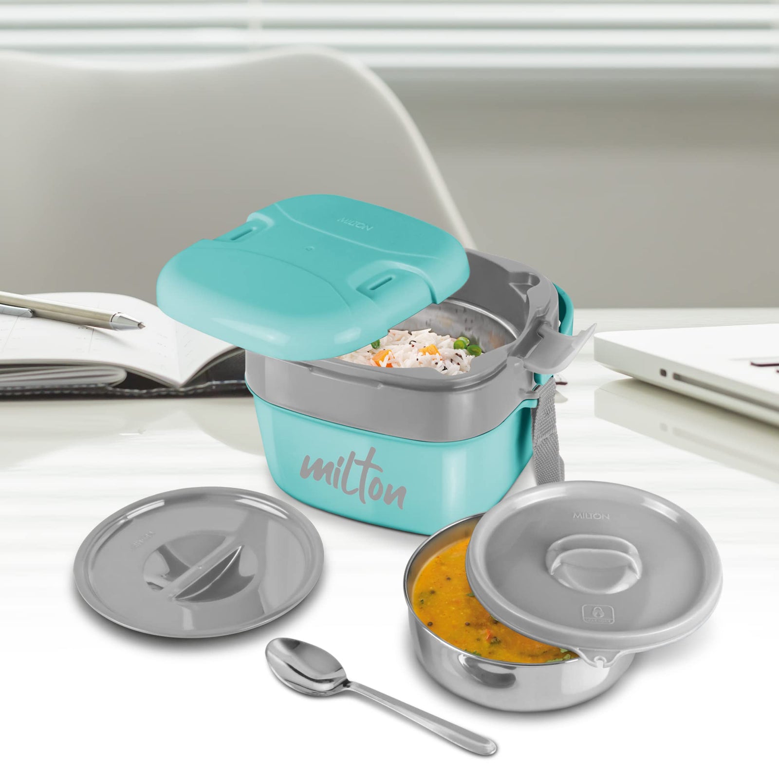 Milton Cubic Small Tiffin Box, Assorted Color, 800 ml