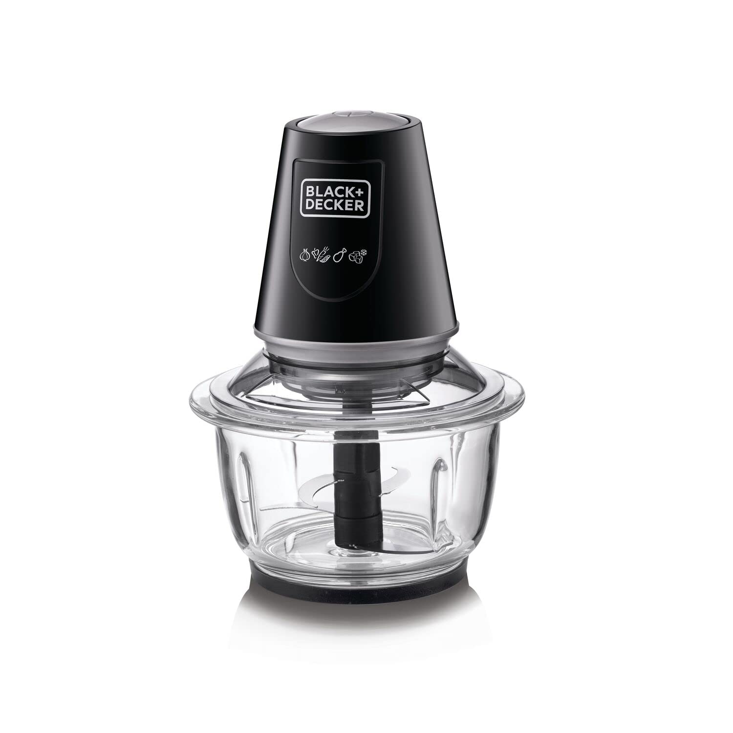 Black+Decker 400W 1.2L Vertical Glass Chopper/Mincer XXL Glass Bowl Capacity With Removable Four Blade System Helps, Chop/Crush Ice/Mince/Grind/Puree Variety Of Ingredients GC400-B5