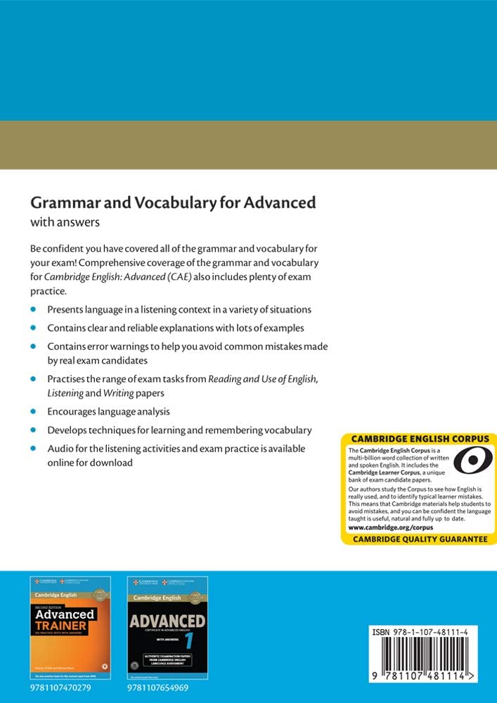 Grammar and Vocabulary for Advanced Book with Answers and Audio: Self-Study Grammar Reference and Practice