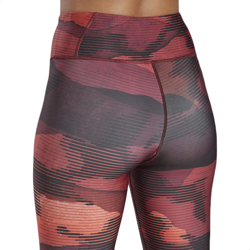 Reebok Patterned High-Waist Front Logo 3/4 Sport Tights for Women XS, Multi Color, XS