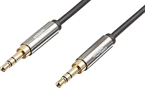 Amazon Basics 3.5mm Aux Audio Cable for Stereo Speaker or Subwoofer with Gold-Plated Plugs, 2.43 meters, Black