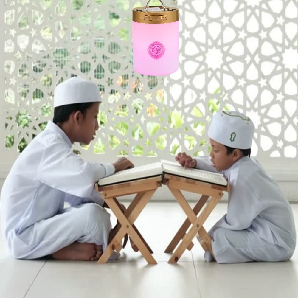 ACHAS SQ-112 Quran Speaker Touch Lamp - 4-in-1 Bluetooth Speaker with 7-Color LED Light, Quran Recitations, Songs, FM Radio, Remote & Touch Control