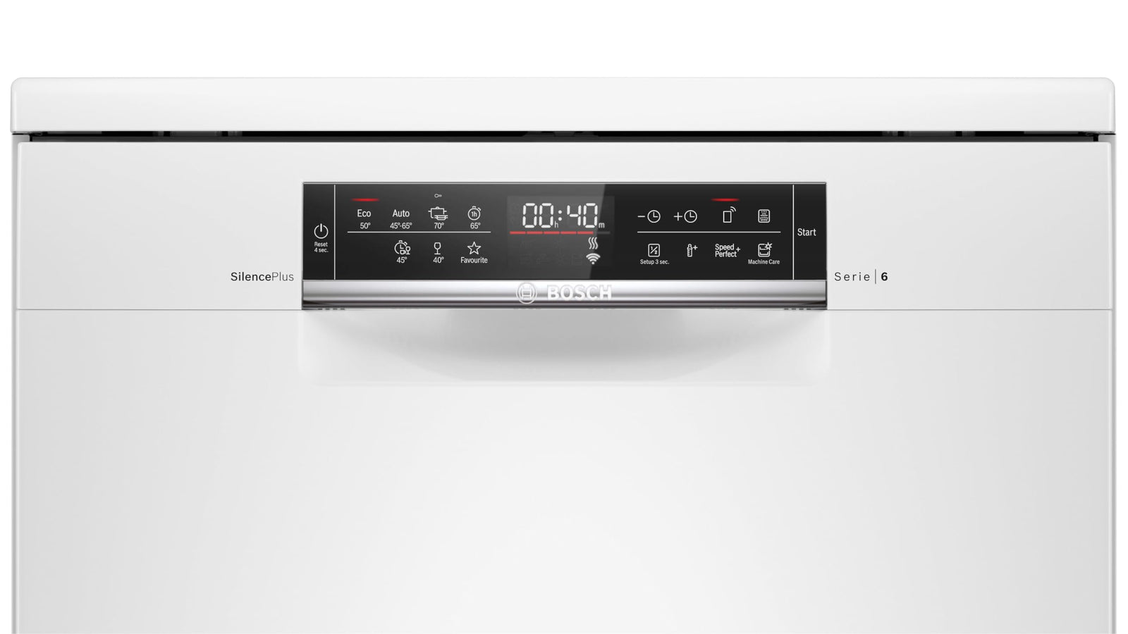 Bosch Series 6 Free-standing Dishwasher 60 cm, 7 Programmes and 13 Place Settings, Remote Start, Intensive Zone, half load, HygienePlus, Machine Care,White SMS6HMW27M