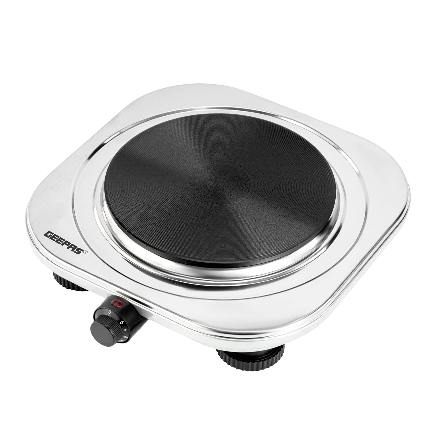 Geepas Stainless Steel Single Hot Plate, Indicator Light, GHP32023 1500W, Adjustable Temperature Control, Overheat Protection,2 Years Warranty, Silver