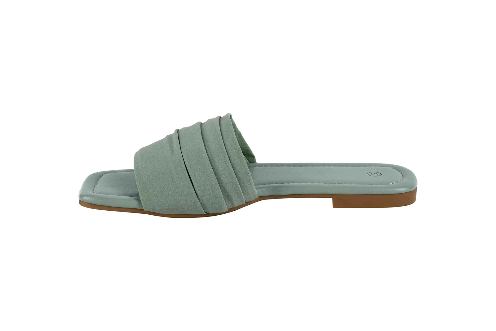 Pixi Faux Suede Square-Toe Gathered Strap Slide Slippers for Women