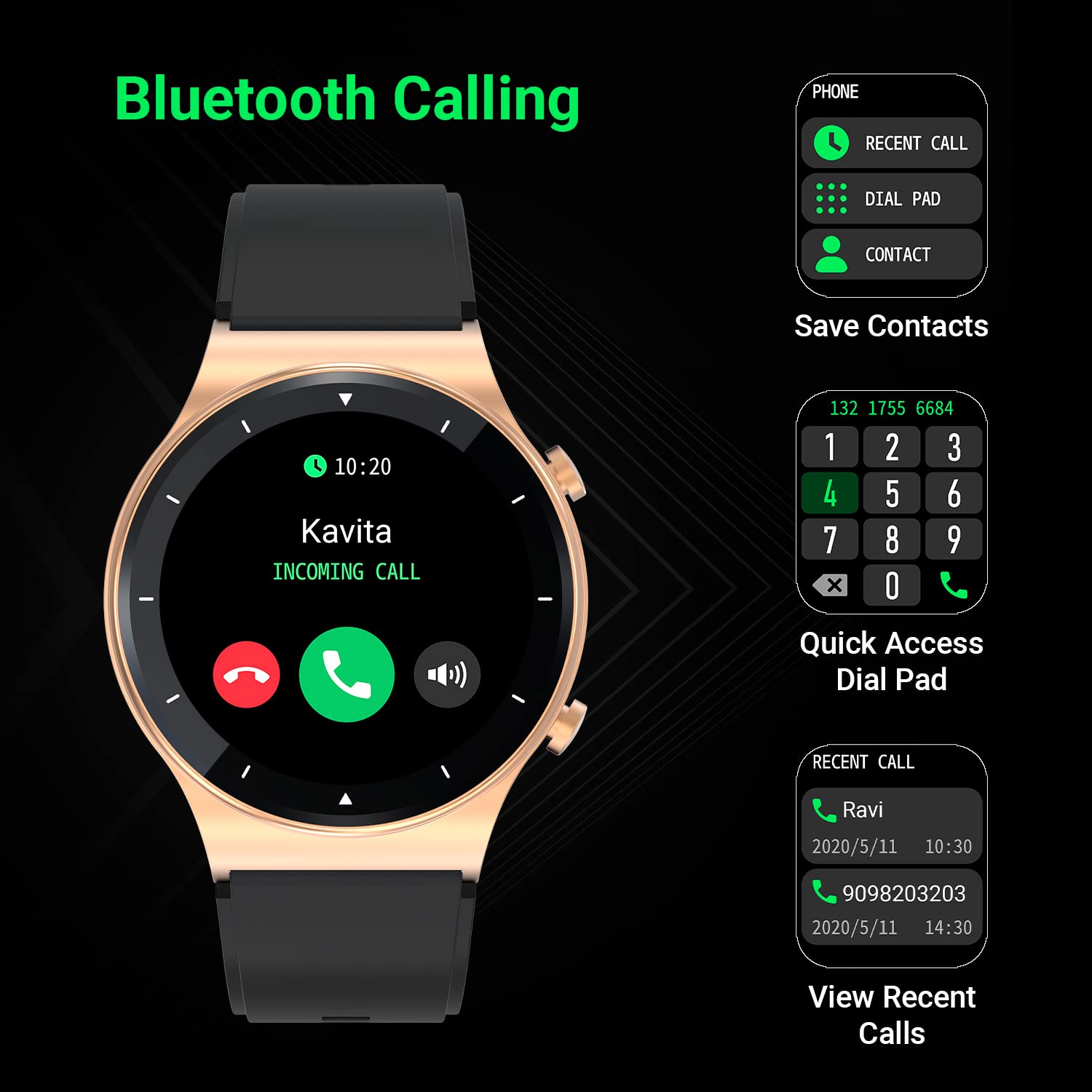 Fire-Boltt 360 Pro Bluetooth Calling 360*360 Pro Display Smart Watch With Rolling Ui & Dual Button Technology, Spo2, Heart Rate & Temperature Monitoring With Local Music And Tws Pairing - Gold