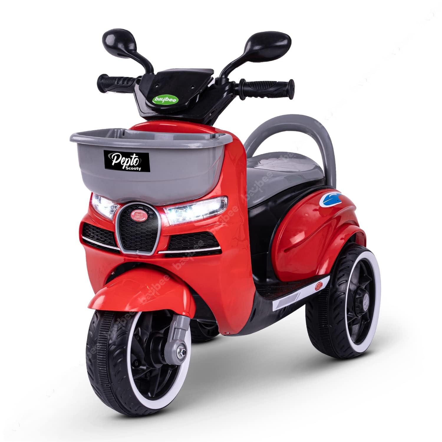 Baybee Pepto Battery Operated Bike for Kids, Ride on Toy Baby Bike Scooty with Light & Music | Kids Bike Rechargeable Battery Bike | Electric Bike for Kids to Drive 1 to 4 Years Boys Girls (Red)