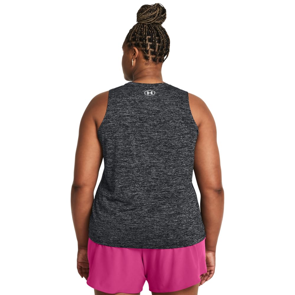 Under Armour womens Tech Twist Tank Top, (001) Black / White, L