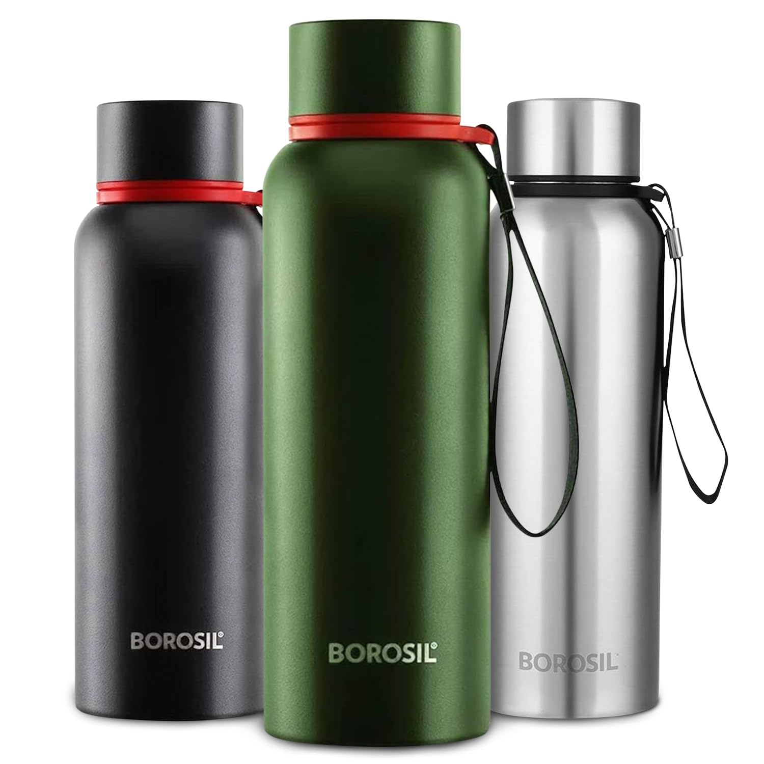 Borosil - Stainless Steel Hydra Trek - Vacuum Insulated Flask Water Bottle, 500 ML, Green