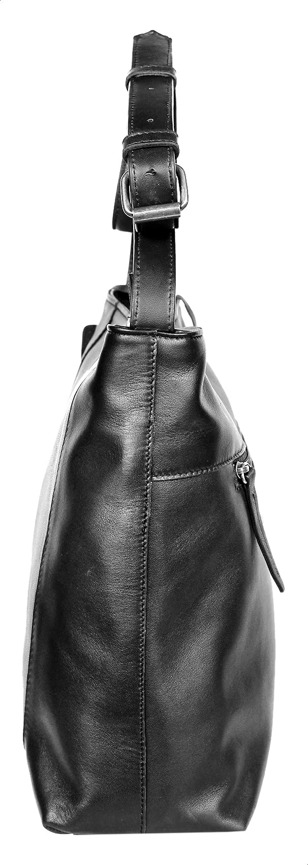 Alfa Leather Co. Back-Pocket Engraved Logo Crossbody Bag for Women - Black