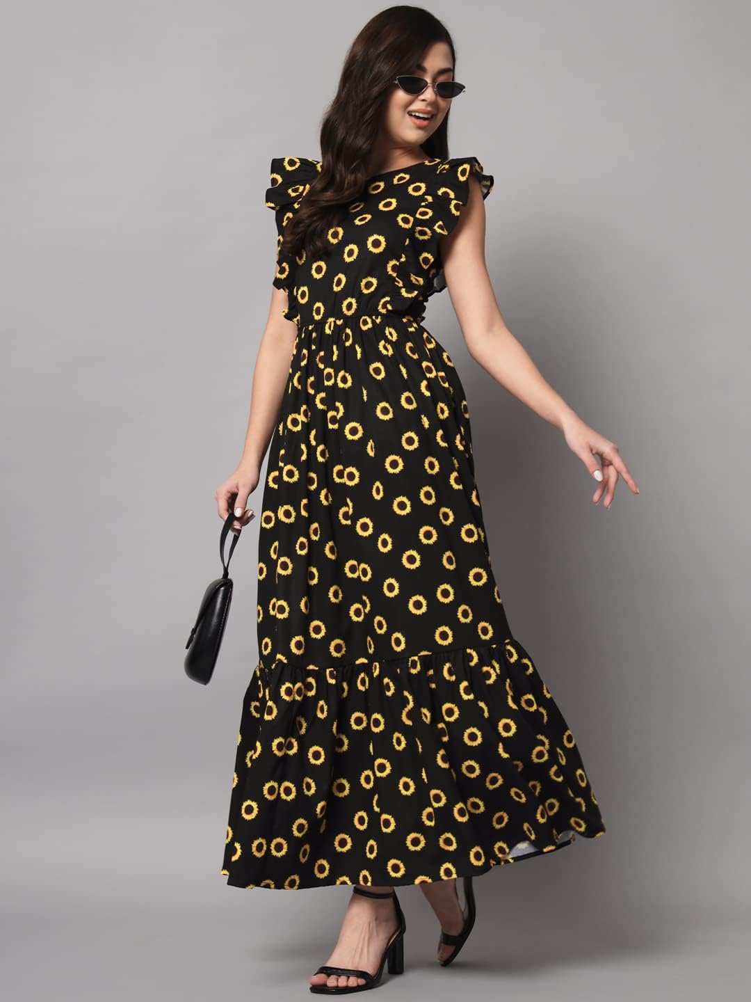 Styleville,Long Printed Maxi Flare Dress