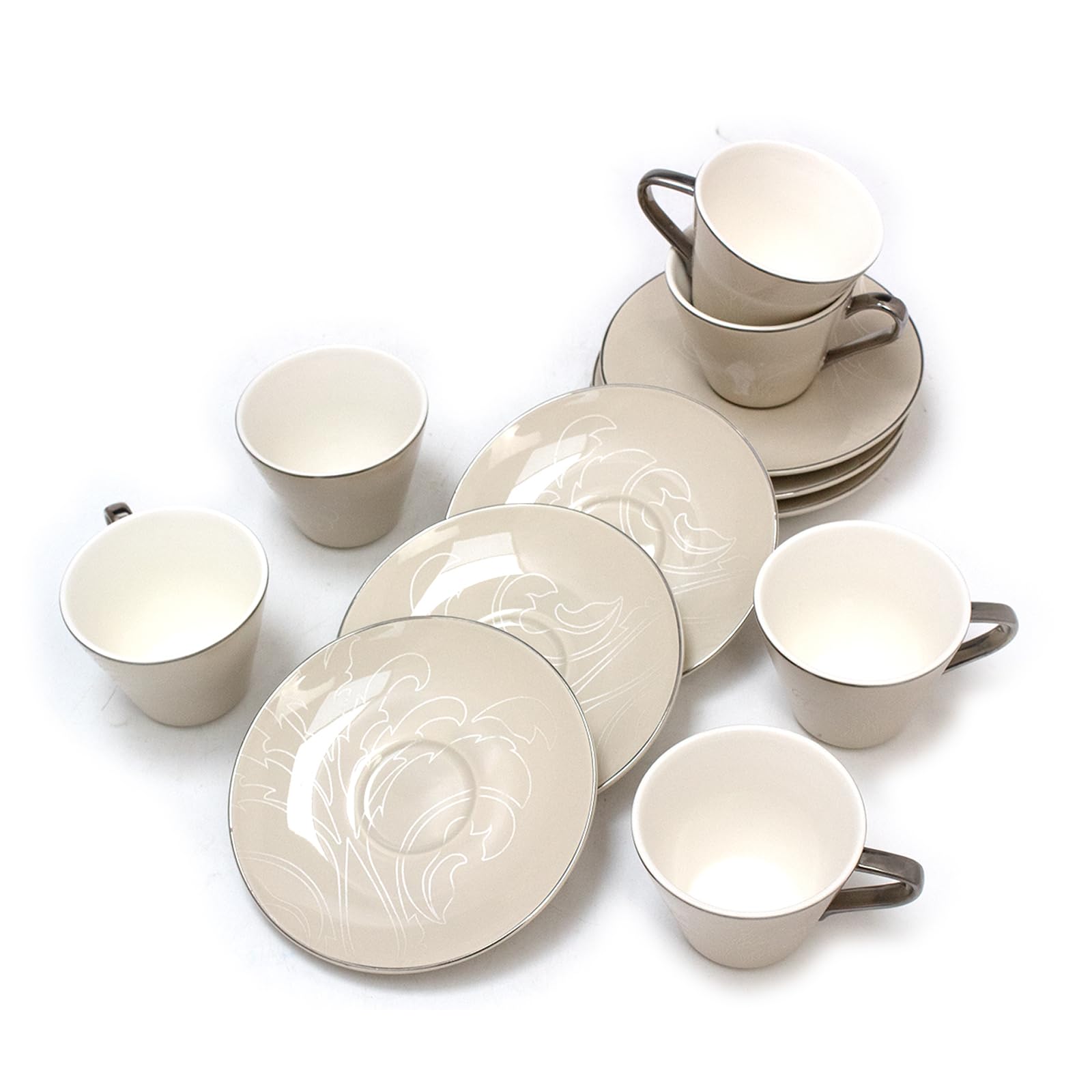 BLACKSTONE Turkish Cup and Saucer 10pc Set Tea Service 5x Cups (100ml) with 5x Saucers (12.5cm) CFCS042