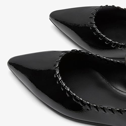 CYBLING Trendy Flat Sandals for Women - Sexy Slingback Ankle Buckle Strap, Pointed Toe, Formal Princess Sandal in Black