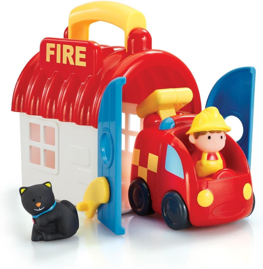 HappyLand Take and Go Fire Station Playset – Imagination Playset for Toddlers (Ages 18 Months to 5 Years)