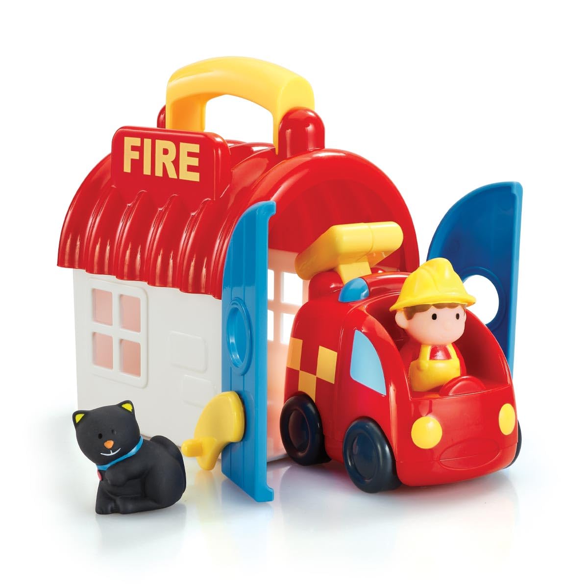 HappyLand Take and Go Fire Station Playset – Imagination Playset for Toddlers (Ages 18 Months to 5 Years)