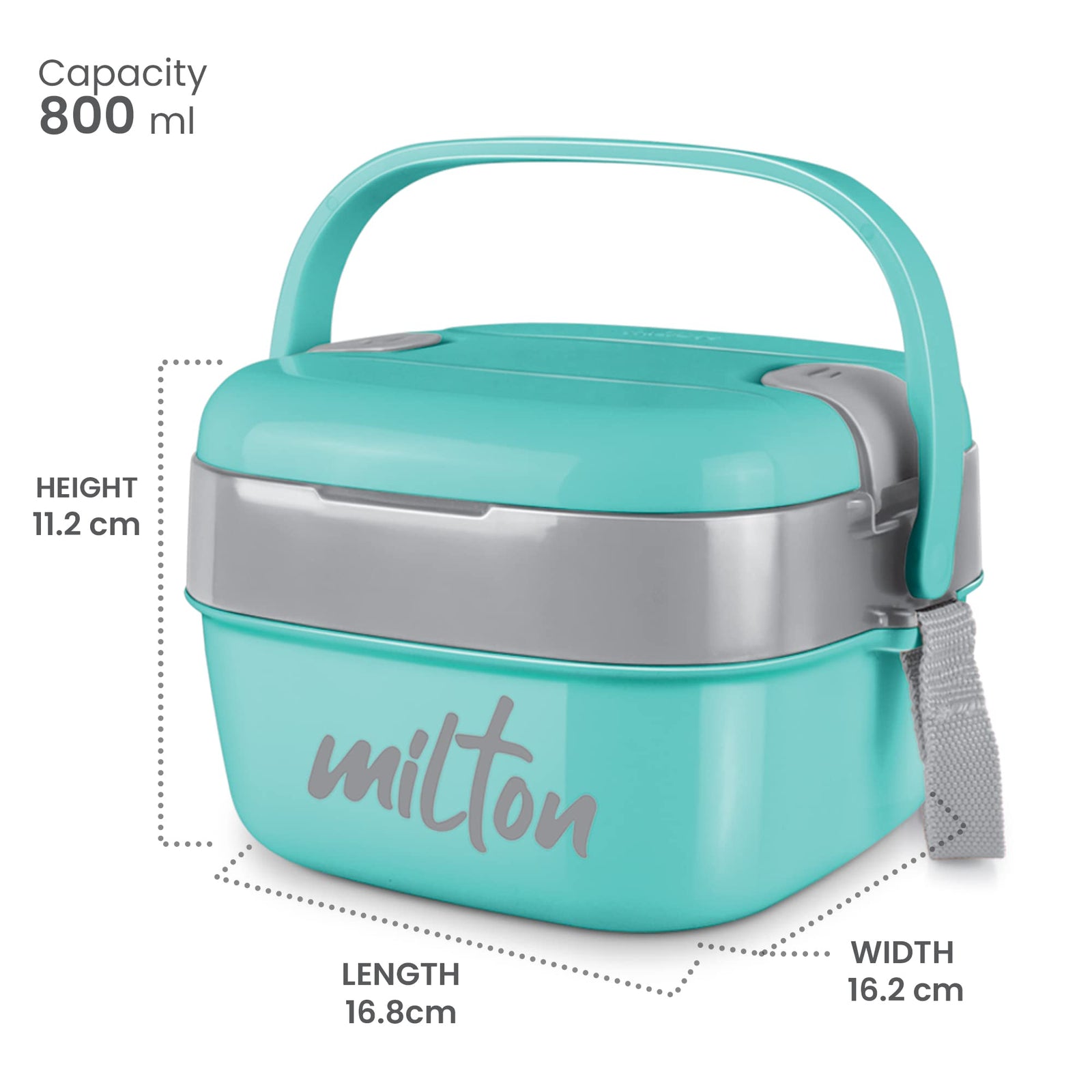 Milton Cubic Small Tiffin Box, Assorted Color, 800 ml