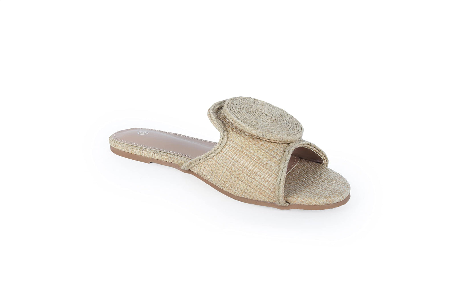 Pixi Fabric Basket-Weave Notched Vamp Slide Slippers for Women