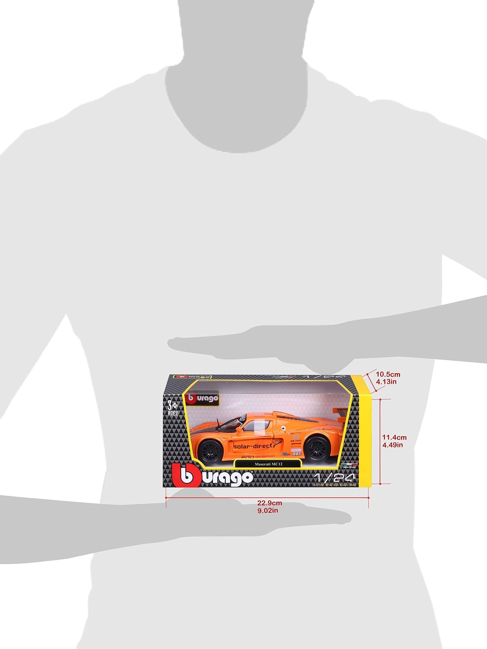 Bburago Maserati MC 12 1:24 Scale Diecast Car – Orange (Yellow 18-21078)