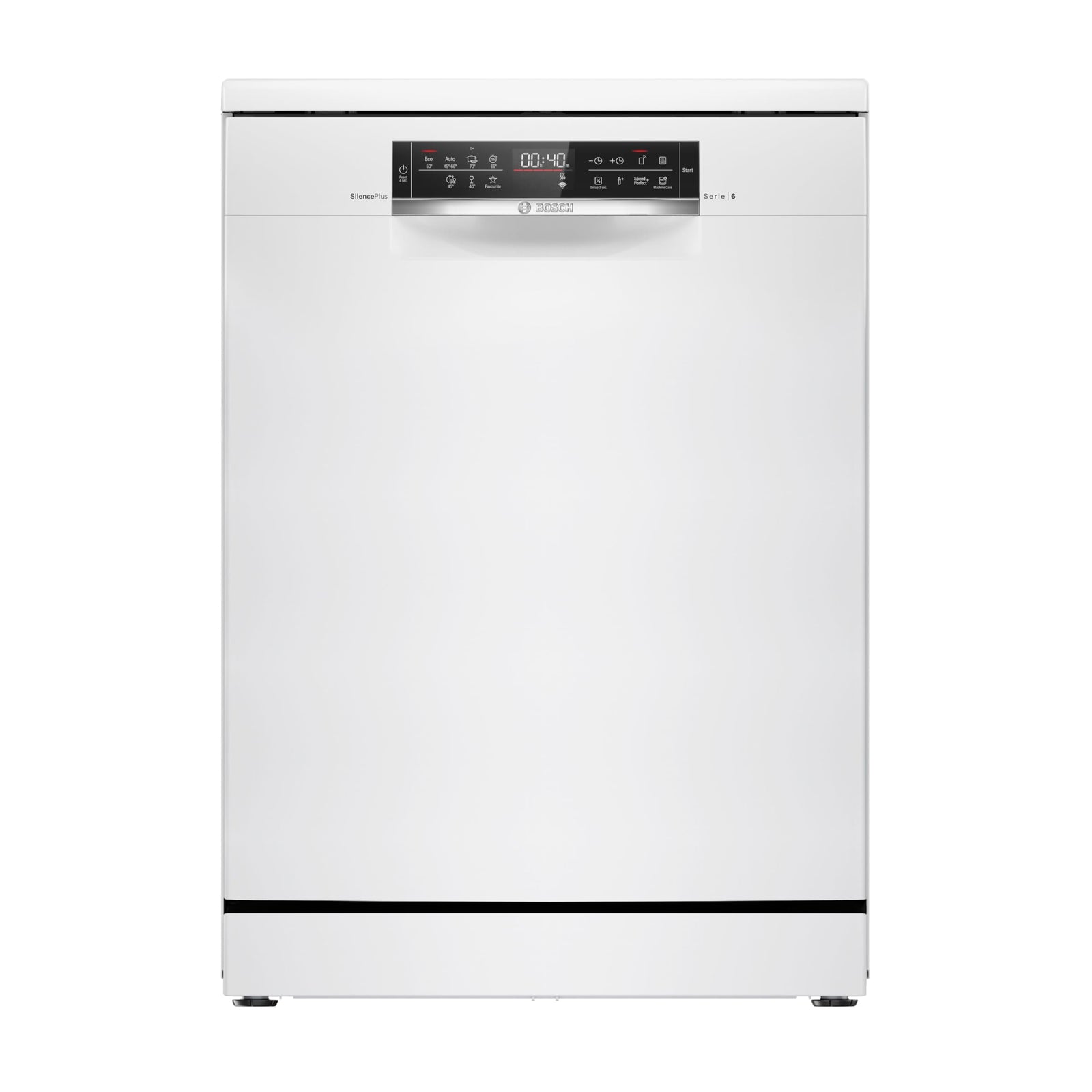 Bosch Series 6 Free-standing Dishwasher 60 cm, 7 Programmes and 13 Place Settings, Remote Start, Intensive Zone, half load, HygienePlus, Machine Care,White SMS6HMW27M