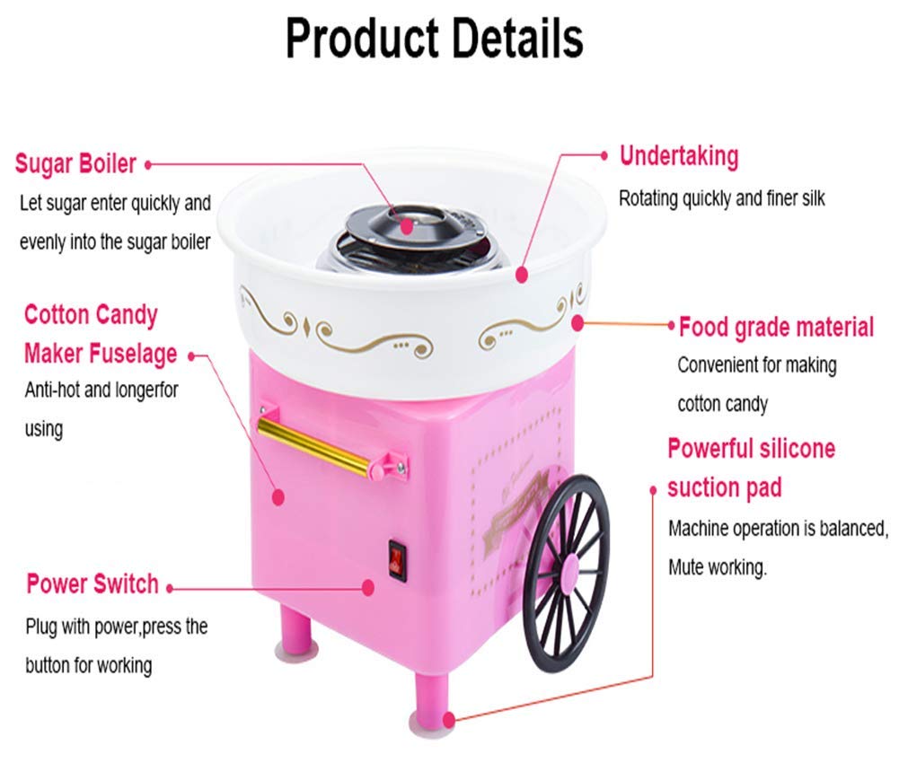 zaizai Mini Cotton Candy Machine,electric Cotton Candy, Maker Candy Floss Machine Cart Kitchen Diy,sugar Yarn Machine To Make Cotton Candy for Children