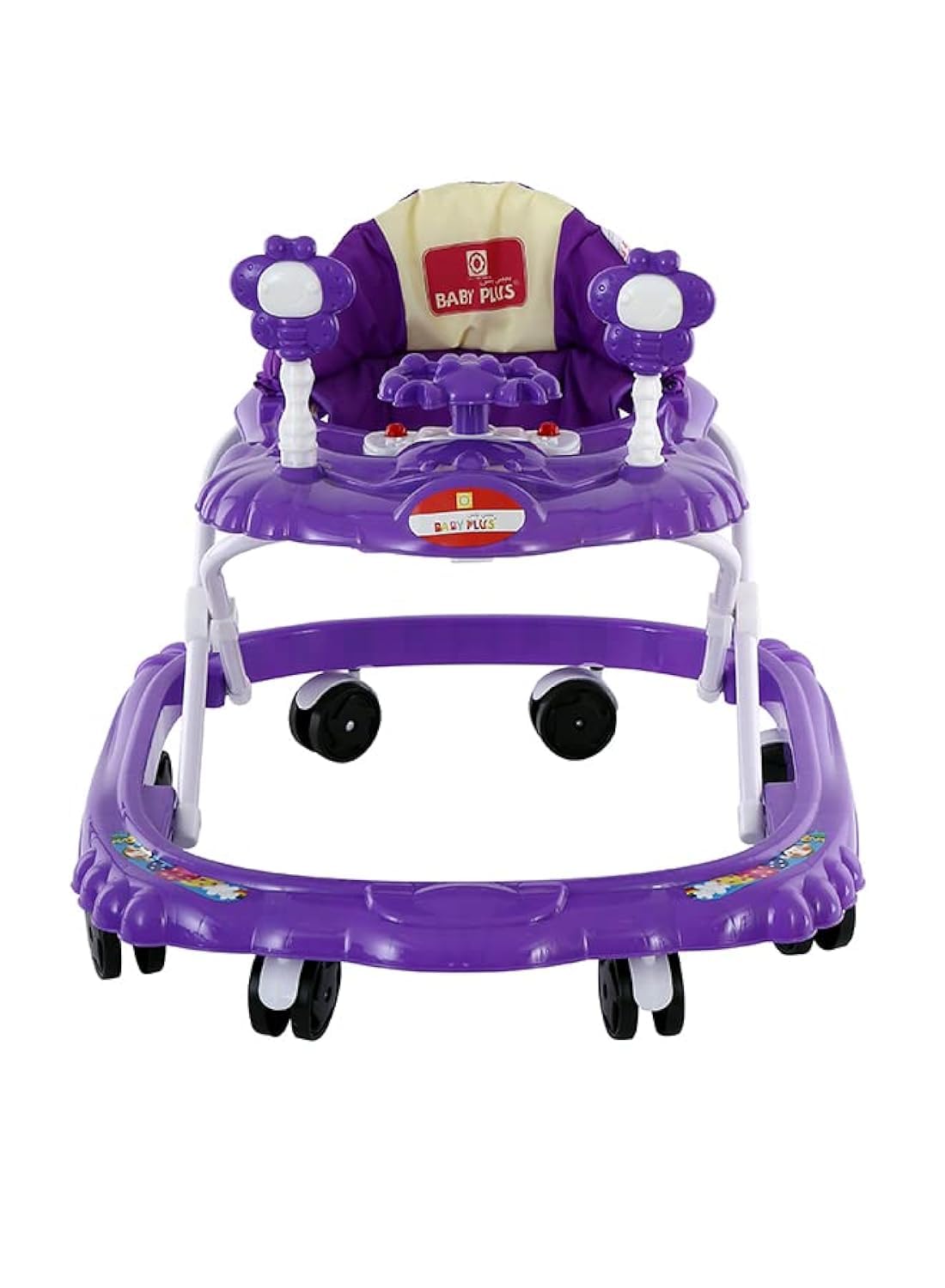 BABY PLUS Collapsible Foldable Baby Walker for Toddlers, Purple/White