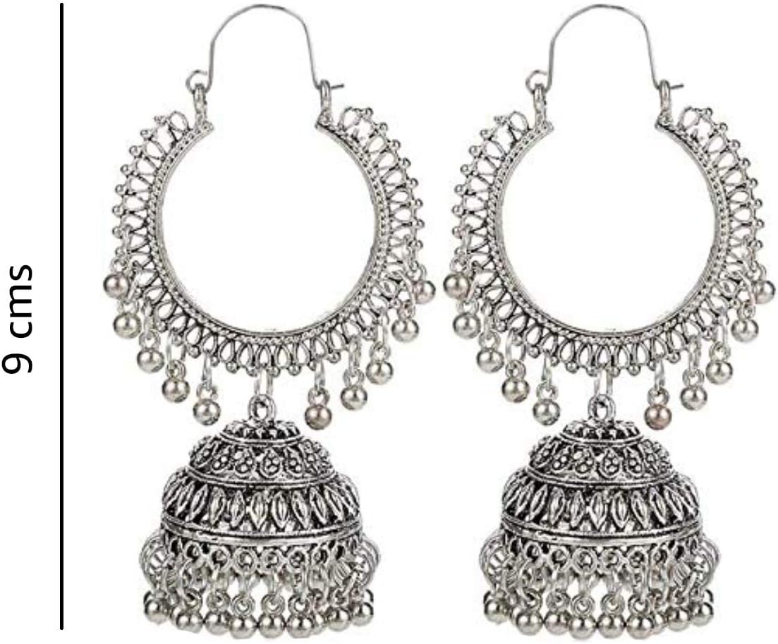 YouBella Earrings for Women Jewellery Earrings Afghani Kashmiri Jhumka earrings for Girls and Women (Silver)(YBEAR_32197)