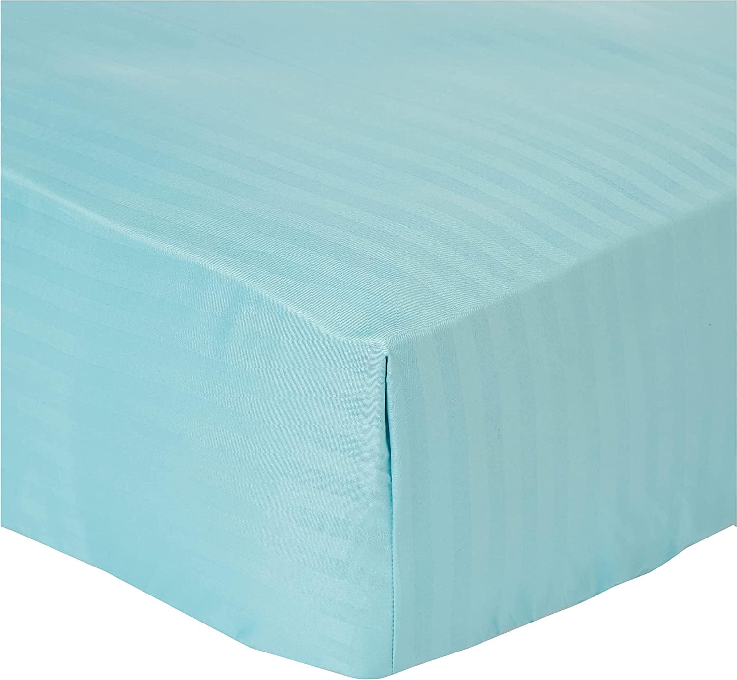 Hotel Linen Klub DEYARCO Soft Comfort Stripe Microfiber Aqua Fitted Sheet Double 120 X 200 Cm