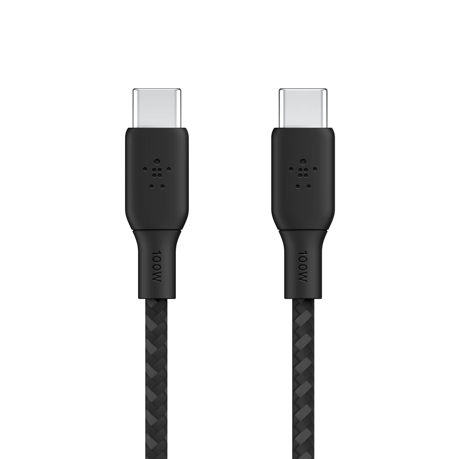 Belkin USB Type C to C Cable, 100W Power Delivery USB-IF Certified 2.0 USB C Charger Cable with Double Braided Nylon Exterior for iPhone 15, iPad, MacBook, Samsung Galaxy, Pixel and More -2 m, black