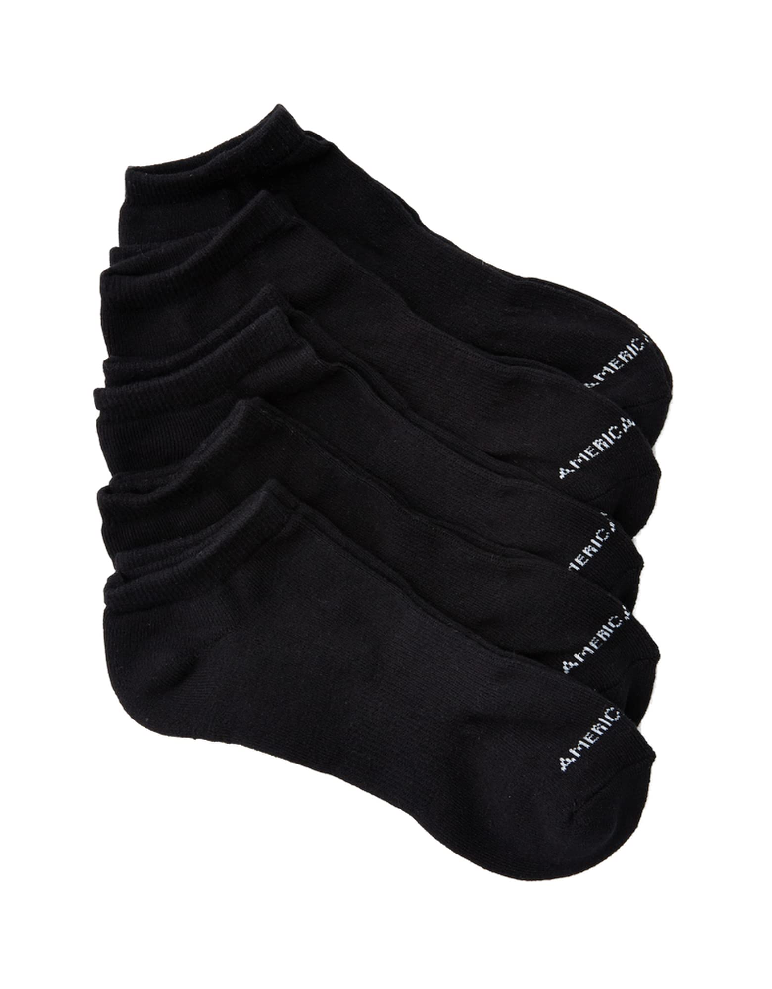 American Eagle Men O Low Cut Socks 5-Pack One Size Fits All Black