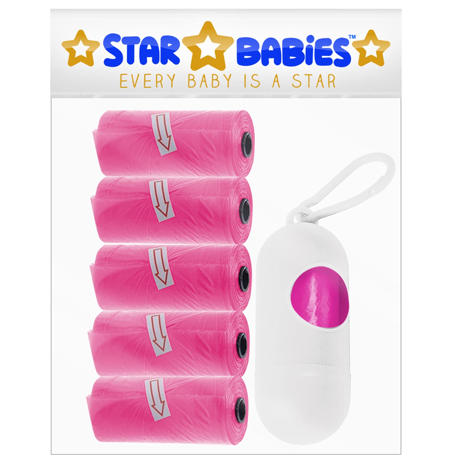 Star Babies Pack Of 5 Scented Bag Pink With White Dispenser, Pack Of 1