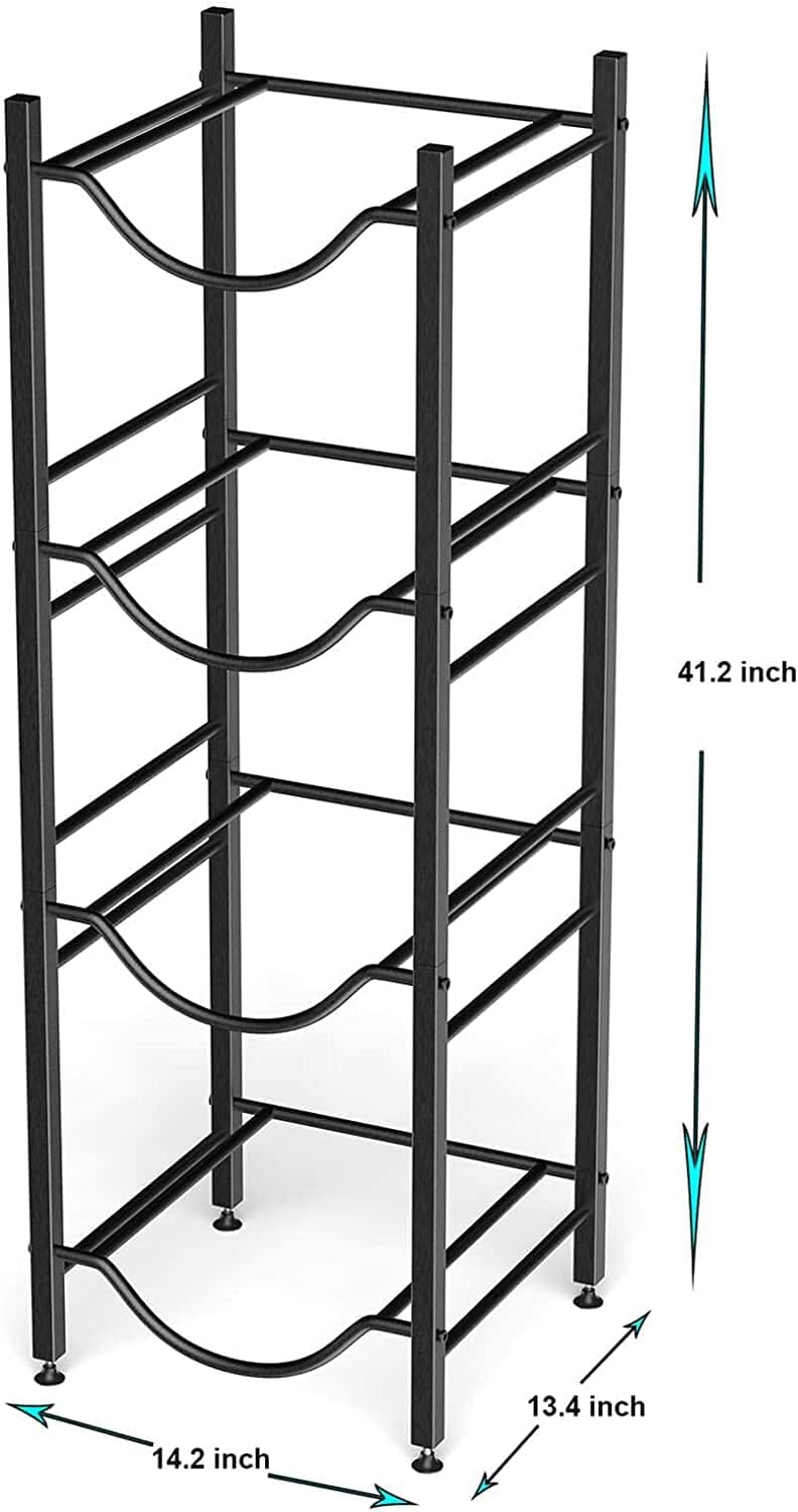 SKY TOUCH SKY-TOUCH Water Bottle Storage Stand, 4 Tier Water Bottle Holder, 5 Gallons Heavy Duty Water Jug Rack for Kitchen Home and Office Easy To Assemble Black