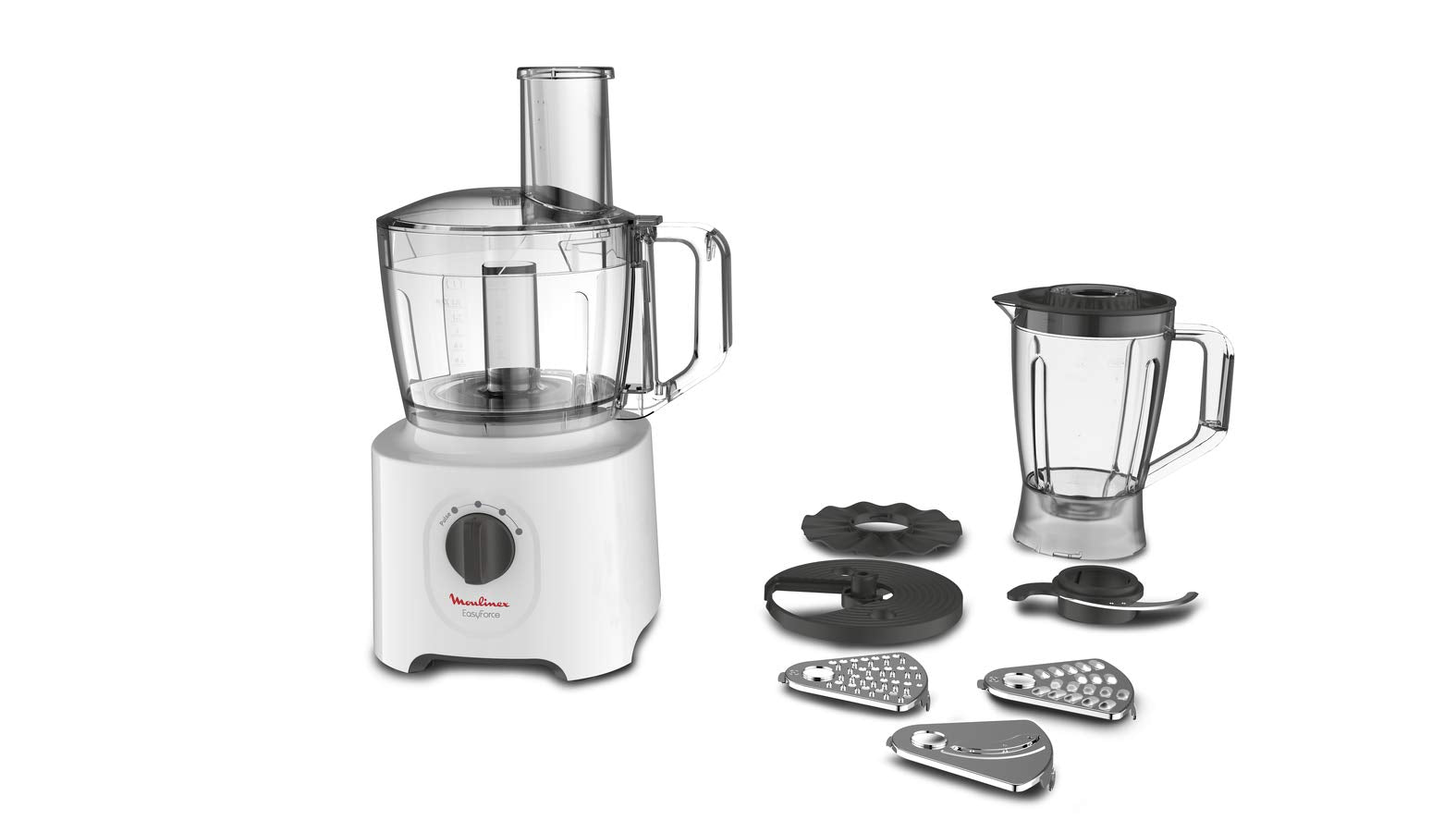 MOULINEX Food Processor | Easy Force 2.4 L Food Processor | 800 W| 6 Attachments | +25 Different Functions | 2.4 L Bowl Capacity and a 1.8 L Blender | FP247127