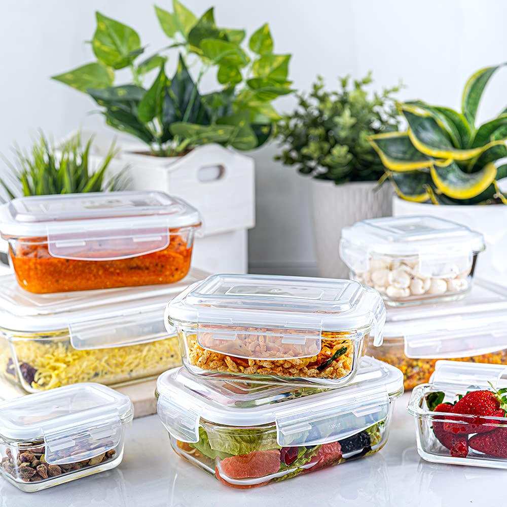 BOROSIL KLIP-N-STORE ROUND GLASS STORAGE CONTAINER WITH AIR TIGHT LID FOOD STORAGE CONTAINER MICROWAVE SAFE CONTAINER 400 ML