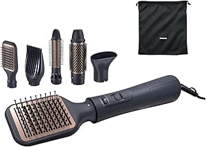 Philips 5000 Series Air Styler for Drying & Styling in one-go, from wet to dry styling with ionic care and argan-oil infused brush, 5 attachments, Black - BHA530/03