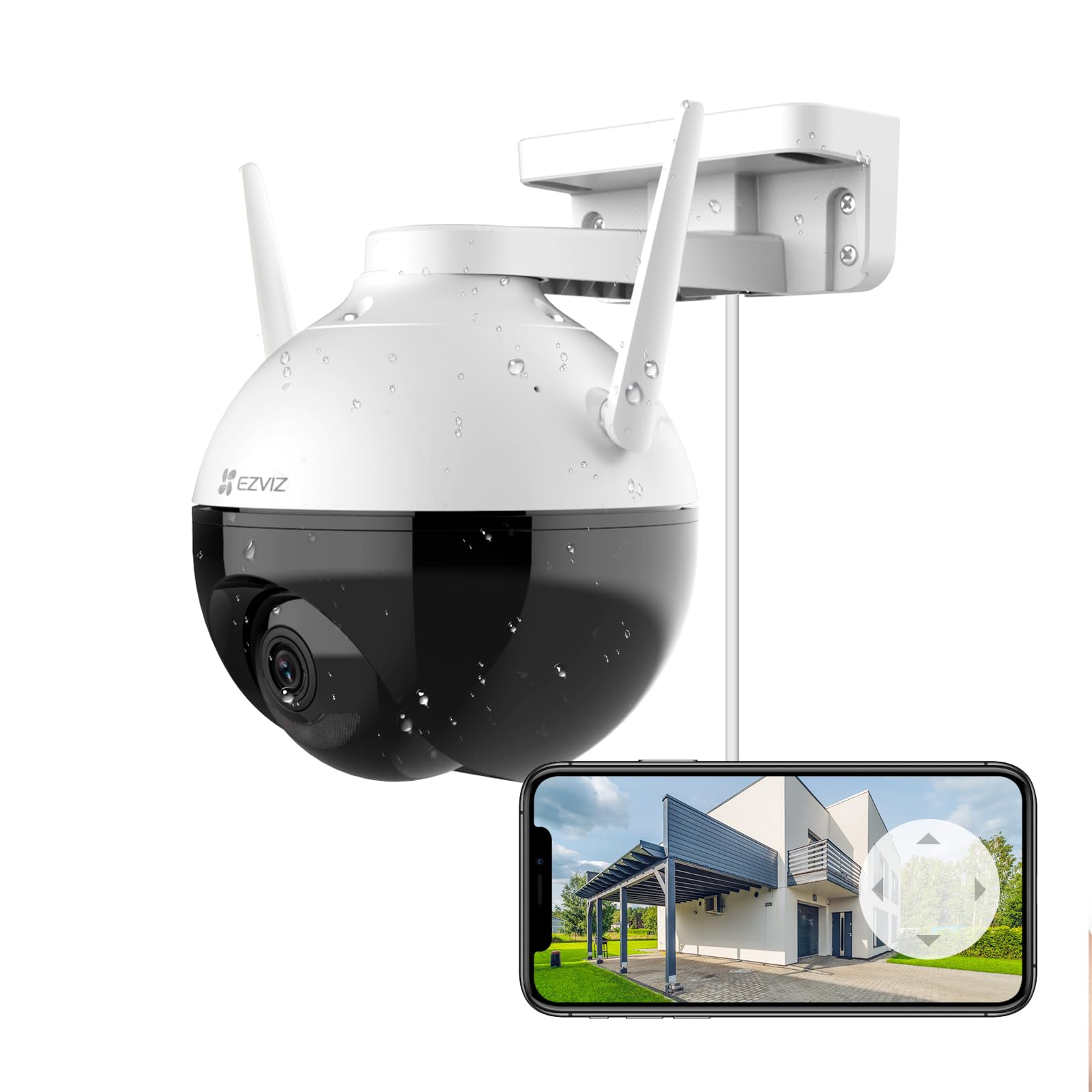 EZVIZ C8C Security Camera, Outdoor PT Surveillance Camera 1080p WiFi Camera with 360° Visual Coverage, Color Night Vision, IP65 Waterproof, Motion Detection, Audio Pick Up, Support 256GB SD Card