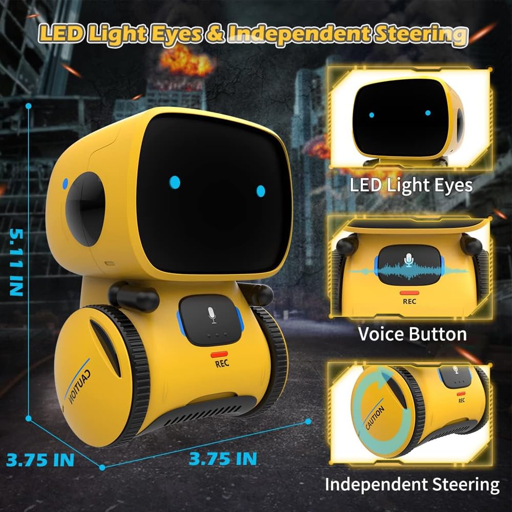 AMERTEER Kids Robot Toy, Smart Talking Robots Intelligent Partner and Teacher with Voice Control and Touch Sensor, Singing, Dancing, Repeating, Gift for Boys and Girls of Age 3 and Up