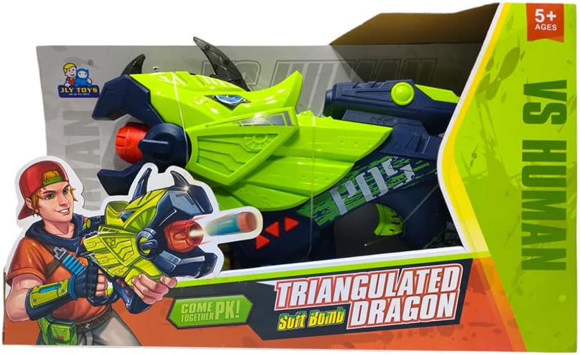 Triceratops soft bullet gun with voice With light, with 8 soft bombs toy for Boys