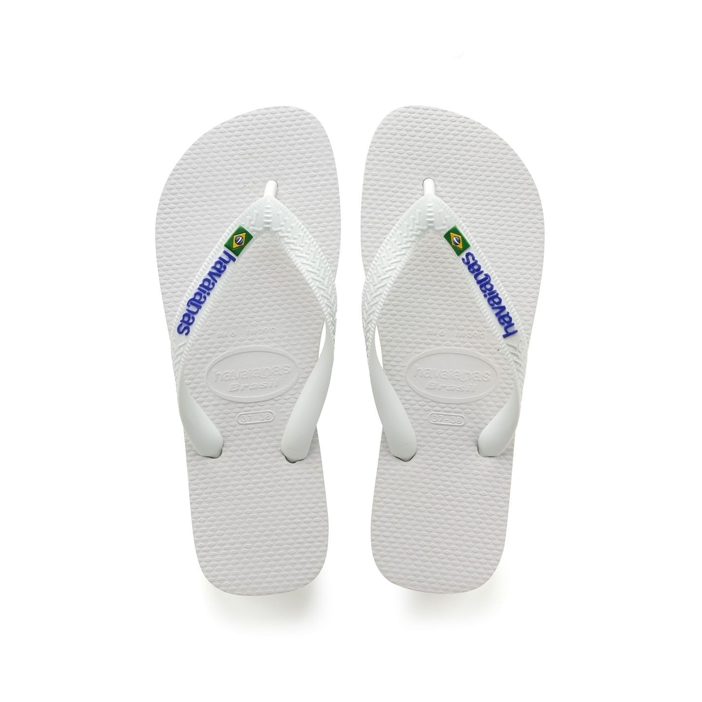 Havaianas Unisex Brasil Logo Thong Flip Flop Slipper, White, 45/46