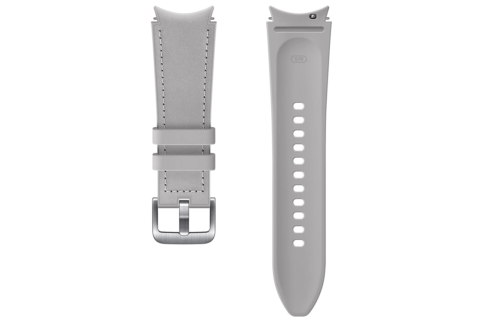 Samsung Hybrid Leather Watch Strap - Official 20mm Band for Galaxy Watches - S/M - Silver