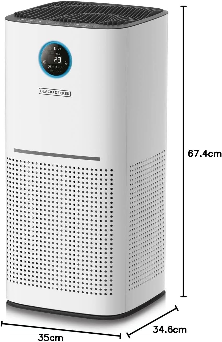 Black & Decker AP3560-B5 BLACK+DECKER Air Purifier AP3560 for Large Room upto 60m2 HEPA 13 air filter PM2.5 Real Time Air Quality Sensor CADR 470m3/h