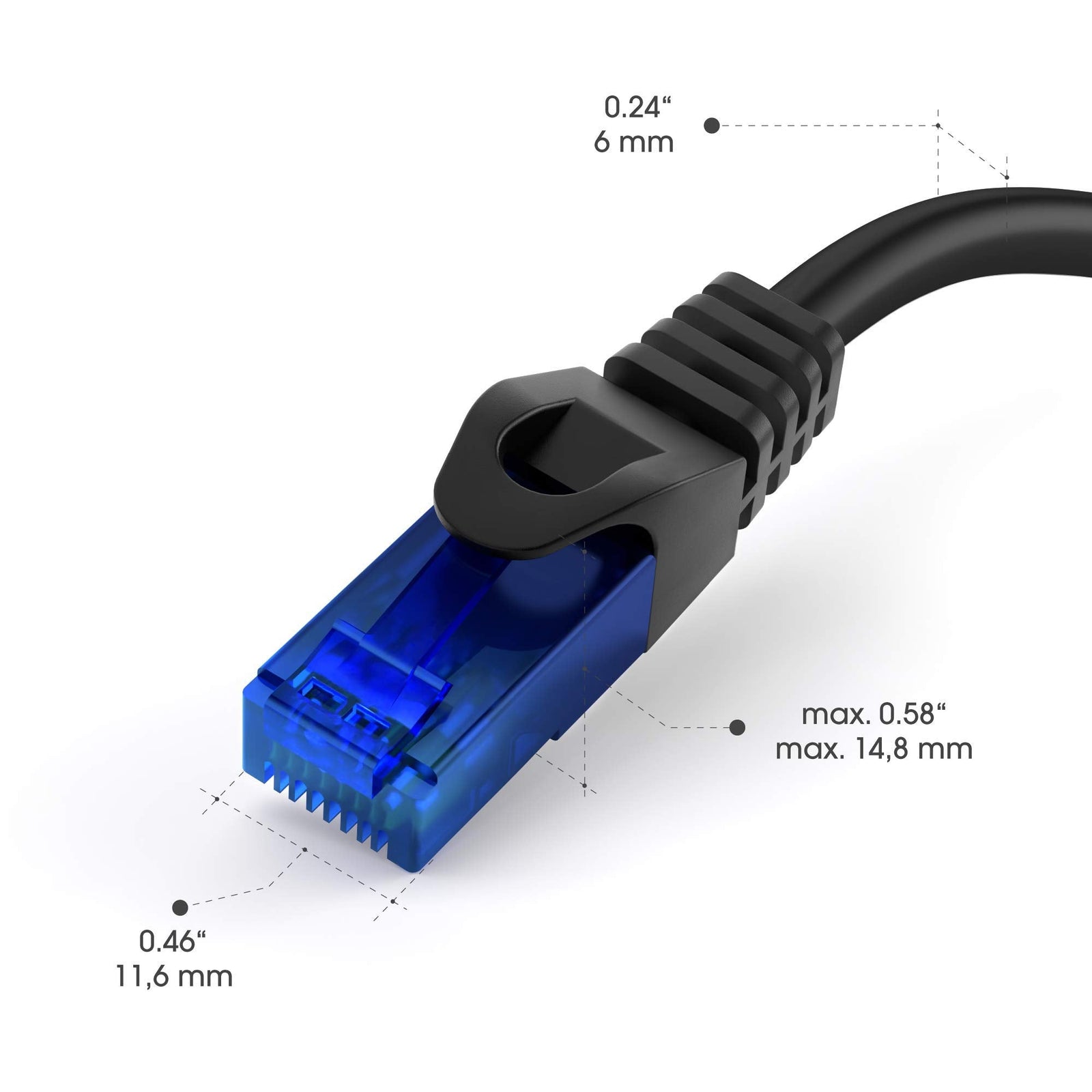 KabelDirekt – 5m – Ethernet, patch & network cable (transfers gigabit internet speed, ideal for 1Gbps networks/LANs, routers, modems, switches, RJ45 plug (blue), black)