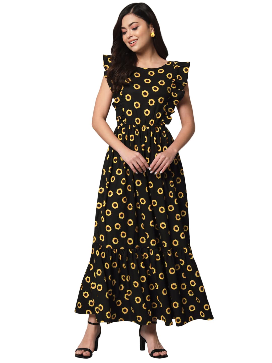 Styleville,Long Printed Maxi Flare Dress